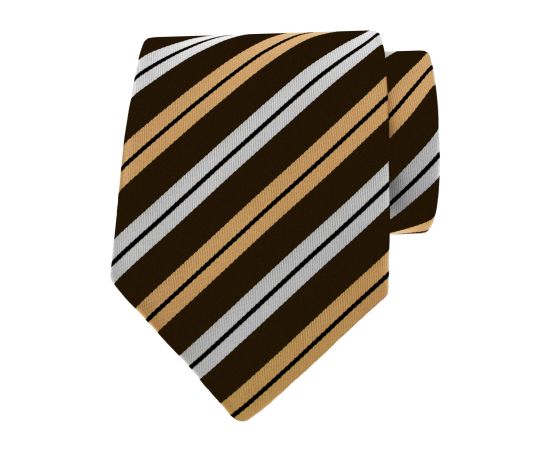 Bruine stropdas met gouden strepen