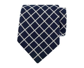 Donkerblauwe stropdas met witte lijnen