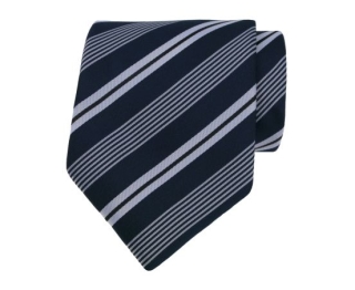Donkerblauwe stropdas met witte strepen