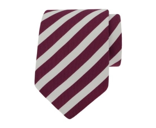 Bordeauxrode stropdas met witte strepen