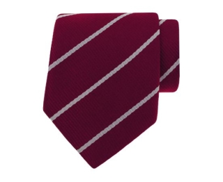 Bordeauxrode stropdas met zilveren strepen