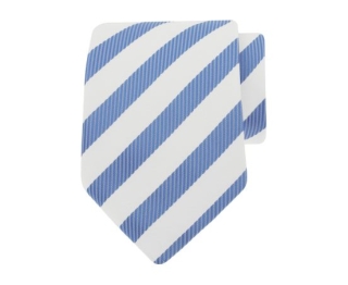 Witte stropdas met lichtblauwe strepen