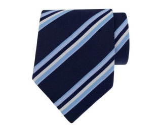 Donkerblauwe stropdas met strepen